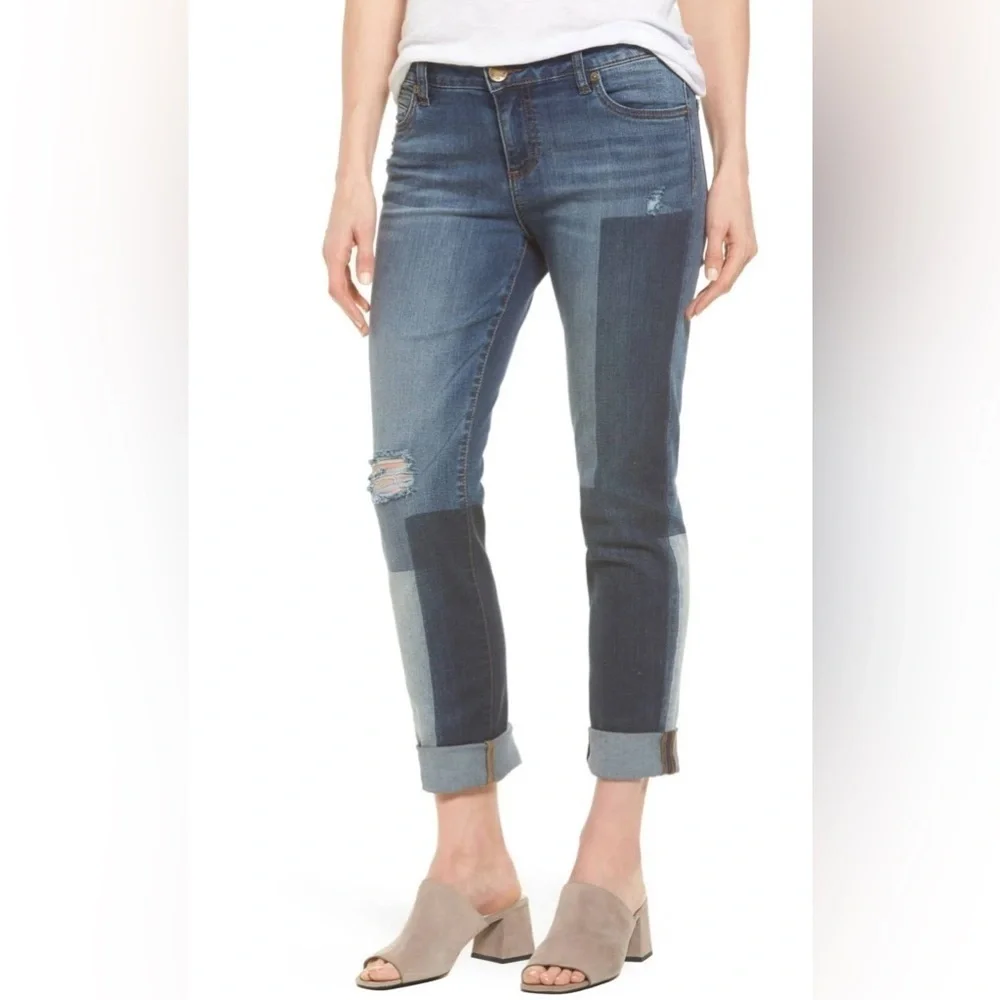 Kut from The Kloth Womens Catherine Denim Patchwork Boyfriend Jeans